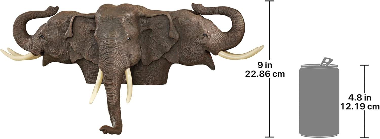 Hand-Painted Resin Elephant Trio Wall Sculpture