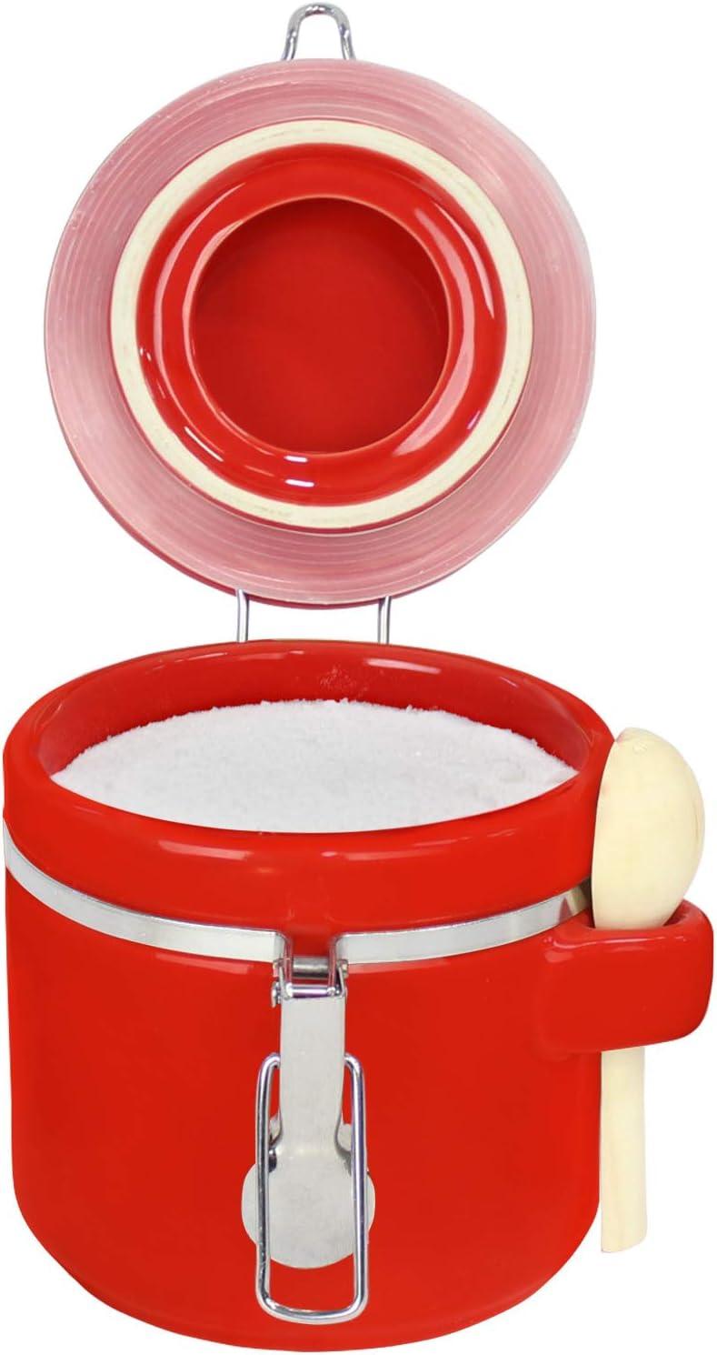 SMALL 25OZ  RED CERAMIC CANISTER