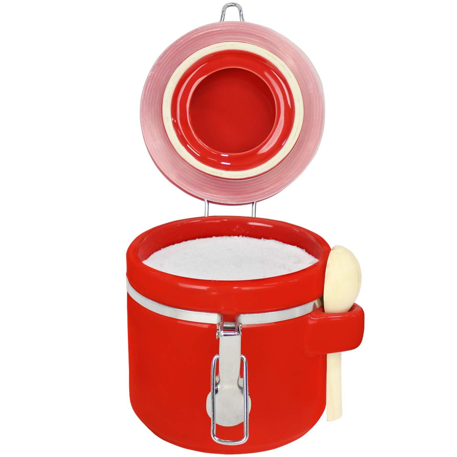 SMALL 25OZ  RED CERAMIC CANISTER