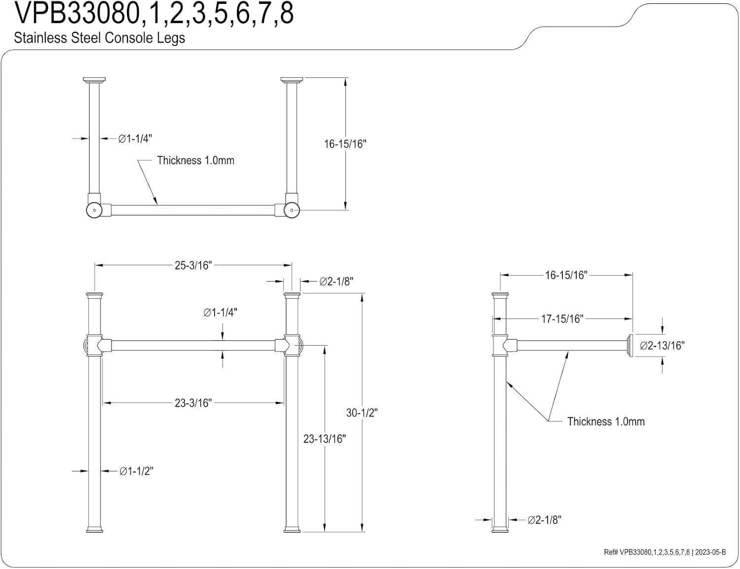 Brushed Nickel Stainless Steel Console Sink Legs