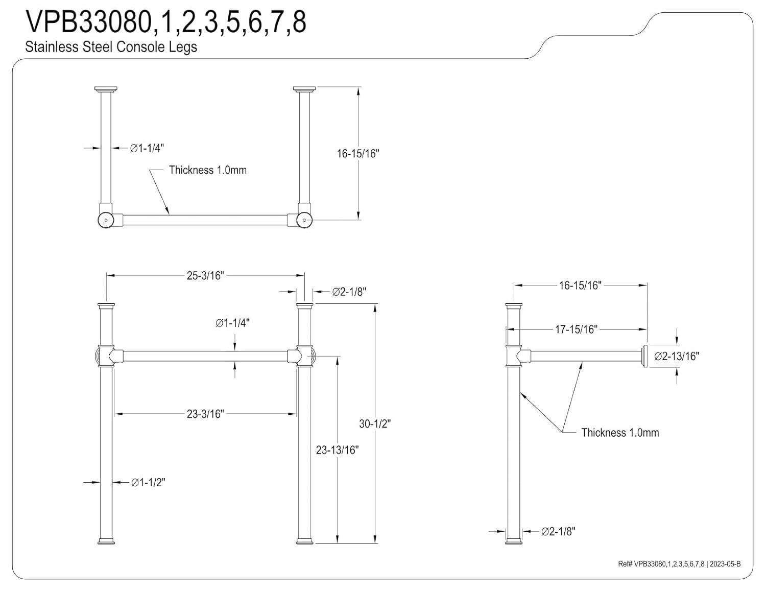 Kingston Brass Fauceture Stainless Steel Console Sink Legs