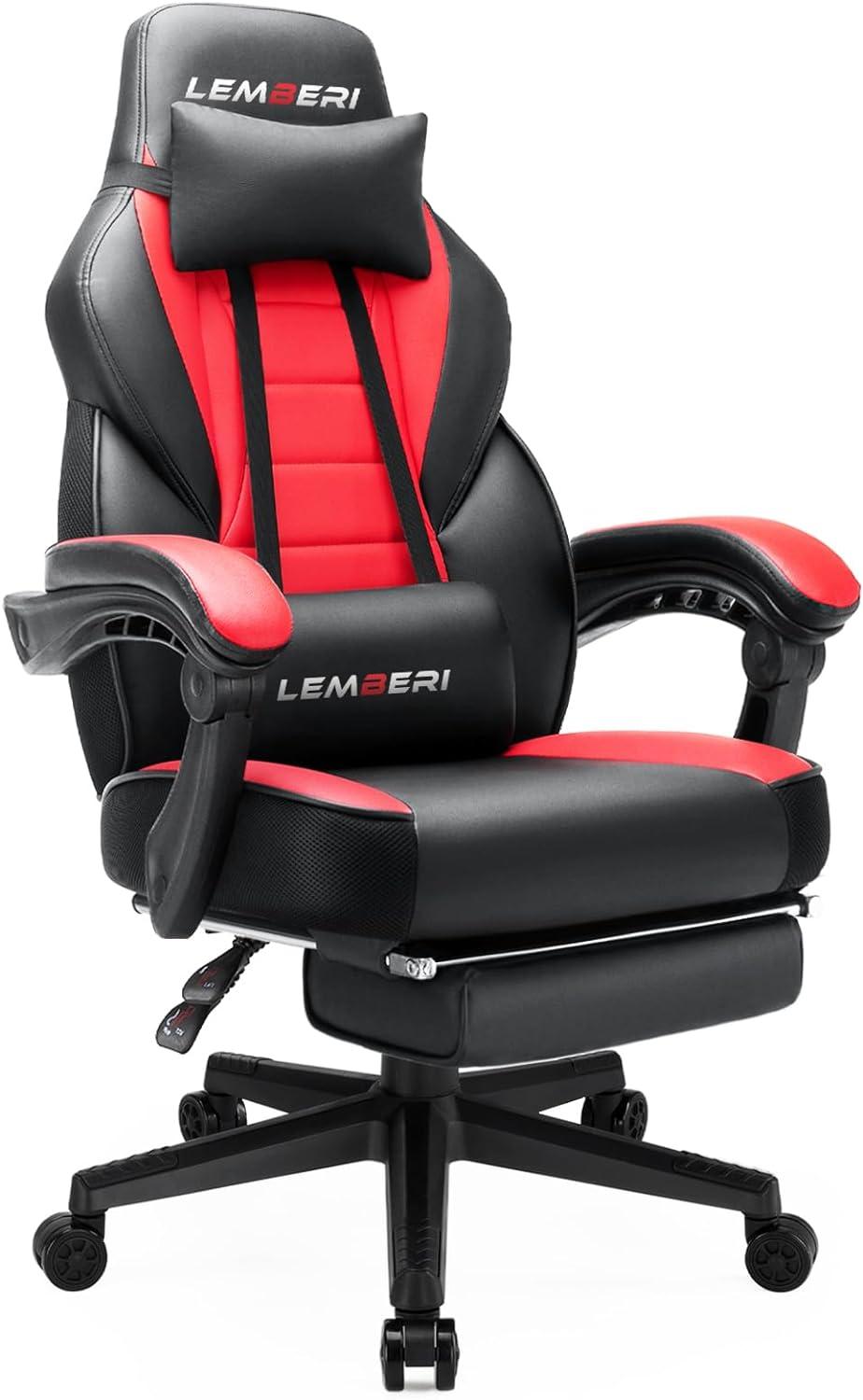 Drevy Video Game Chairs with footrest,Gamer Chair for Adults,Big and Tall Gaming Chair 400lb Capacity,Gaming Chairs for Teens,Racing Style Gaming Computer Chair with Headrest and Lumbar Support