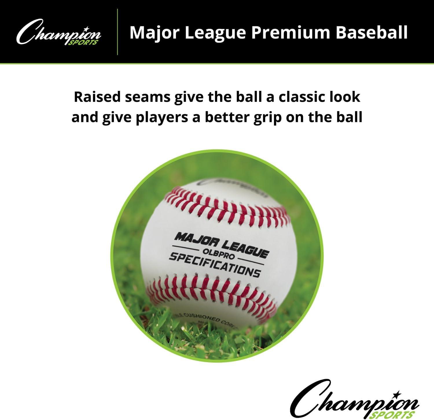 ChampionSportsLeatherBaseballSet:DozenIndoor/OutdoorGenuineLeatherOfficialLeagueBaseballsforPracticeTrainingorRealGame-OLBPROPackof12