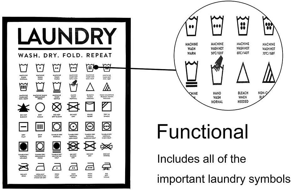 Nufar Laundry Symbols Guide Laundry Room Tin Sign Metal Wall Art Iron Painting for Indoor Outdoor Home Decor Room Door Accessories Poster Gifts 8x12 Inch