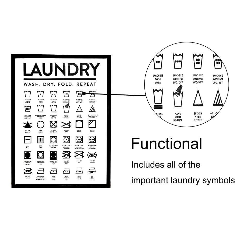 Nufar Laundry Symbols Guide Laundry Room Tin Sign Metal Wall Art Iron Painting for Indoor Outdoor Home Decor Room Door Accessories Poster Gifts 8x12 Inch