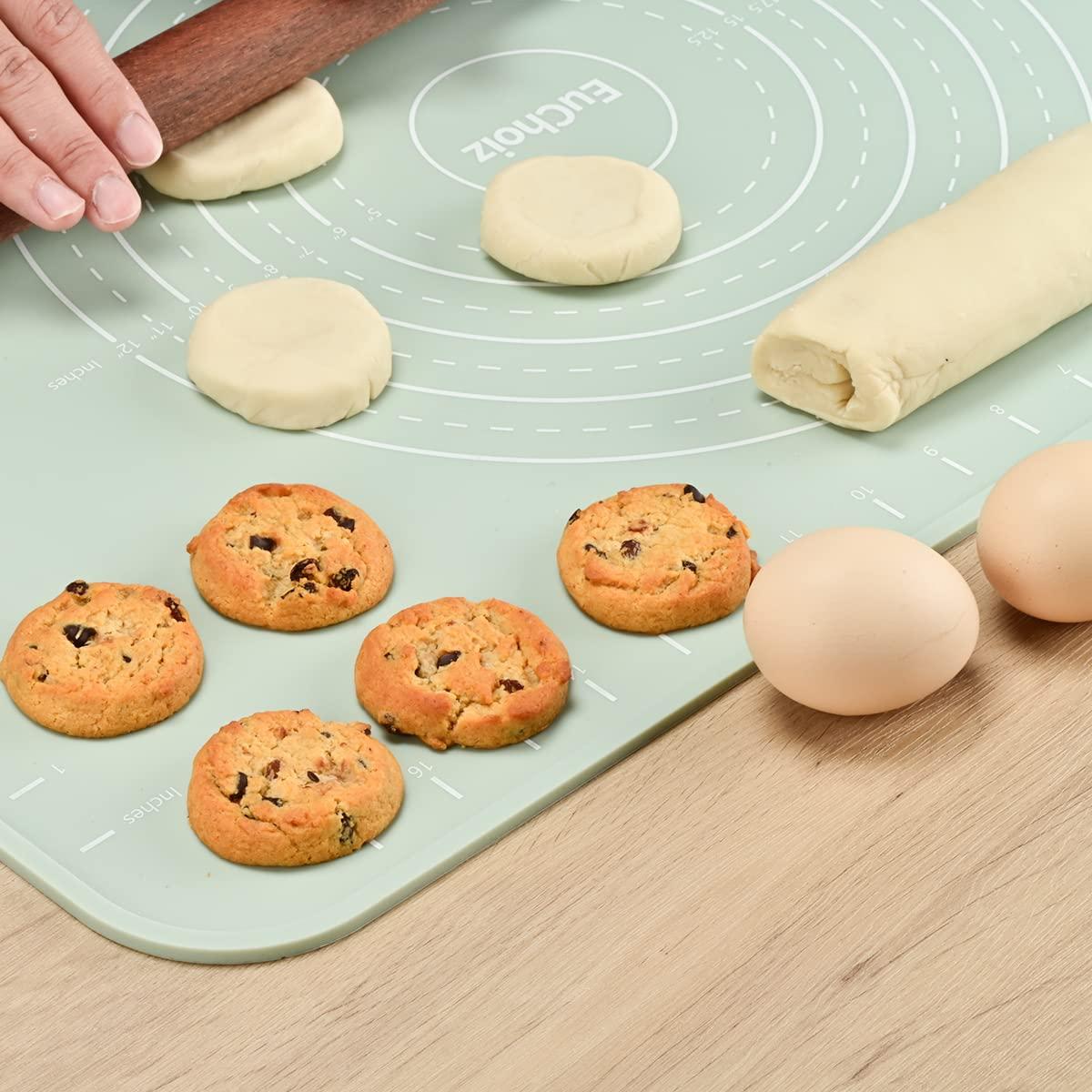 Silicone Pastry Mat 24"*16" Extra Thick Non Stick Baking Mat Food Grade Silicone Dough Rolling Bake Mat with Edge Heightening