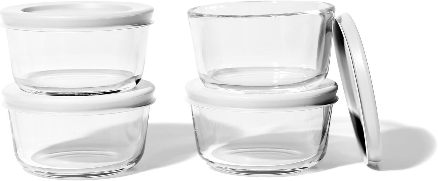 Dura Culina® 8pc 1 Cup Size Glass Food Round Storage Set - White