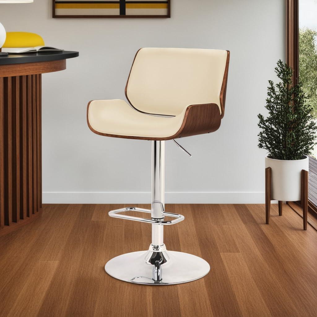 London Swivel Barstool Cream/Walnut - Armen Living