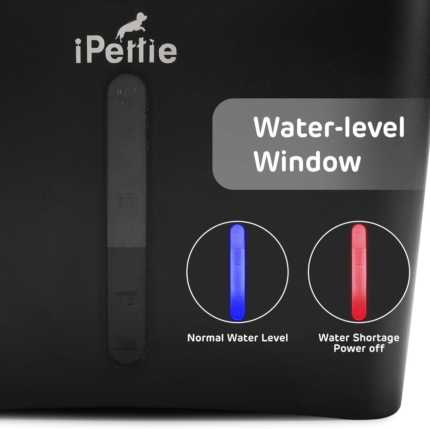 iPettie Kamino LED Light Pet Water Fountain 3L/101oz, Ultra-Quiet Automatic Water Dispenser with Water Level Window, USB Pump & Dual Filters for Cats and Dogs