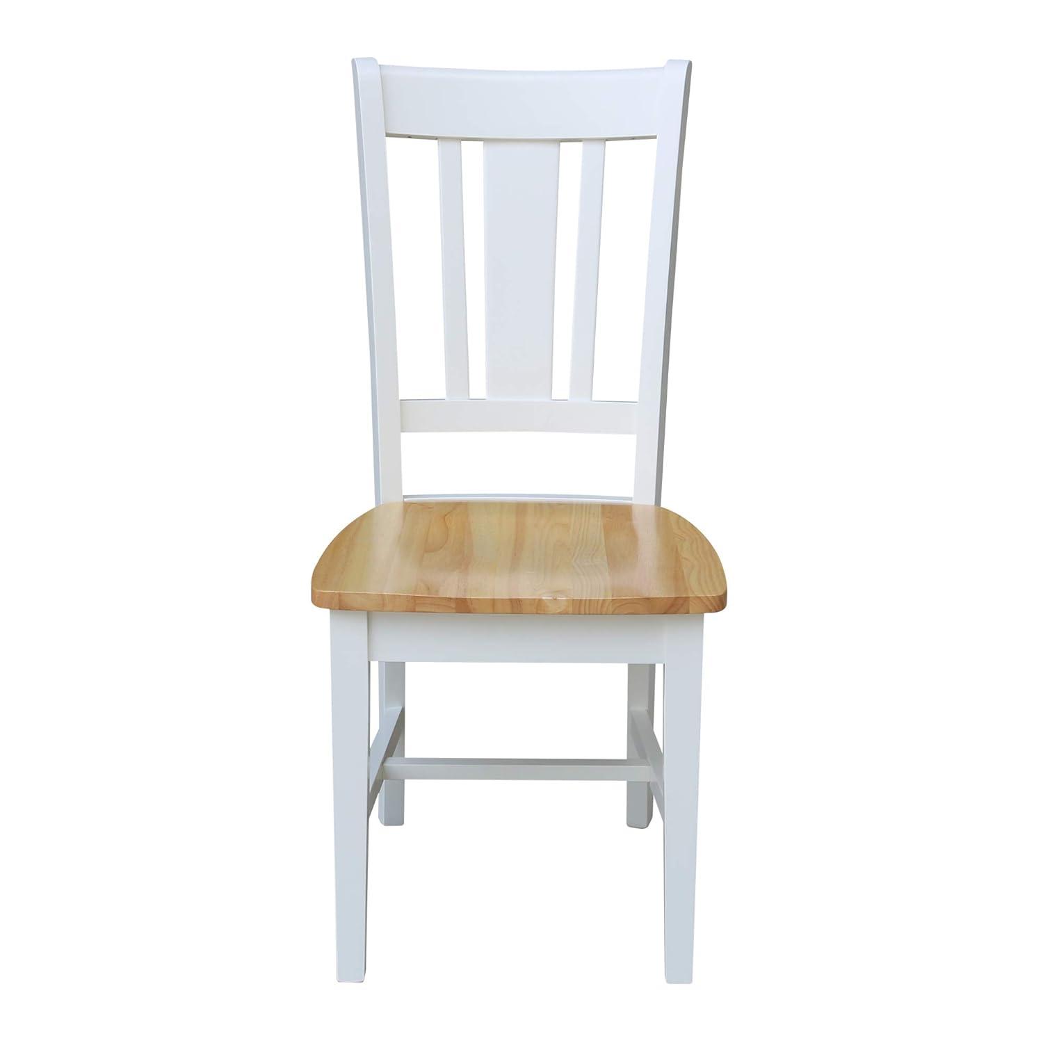 Set of 2 San Remo Splatback Dining Chairs White/Natural - International Concepts: Hardwood Frame, Armless Design