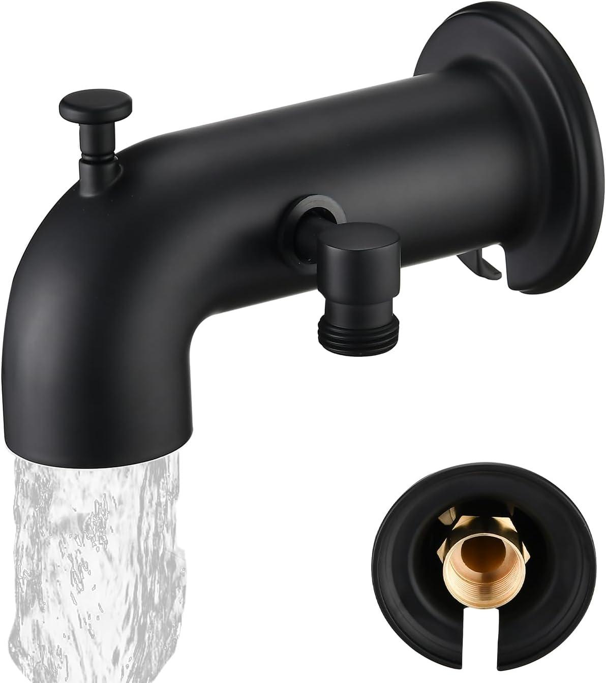 Innovire Extra Long Tub Spout with Diverter, Fits for 1/2" IPS Threads,Matte Black Matte Black