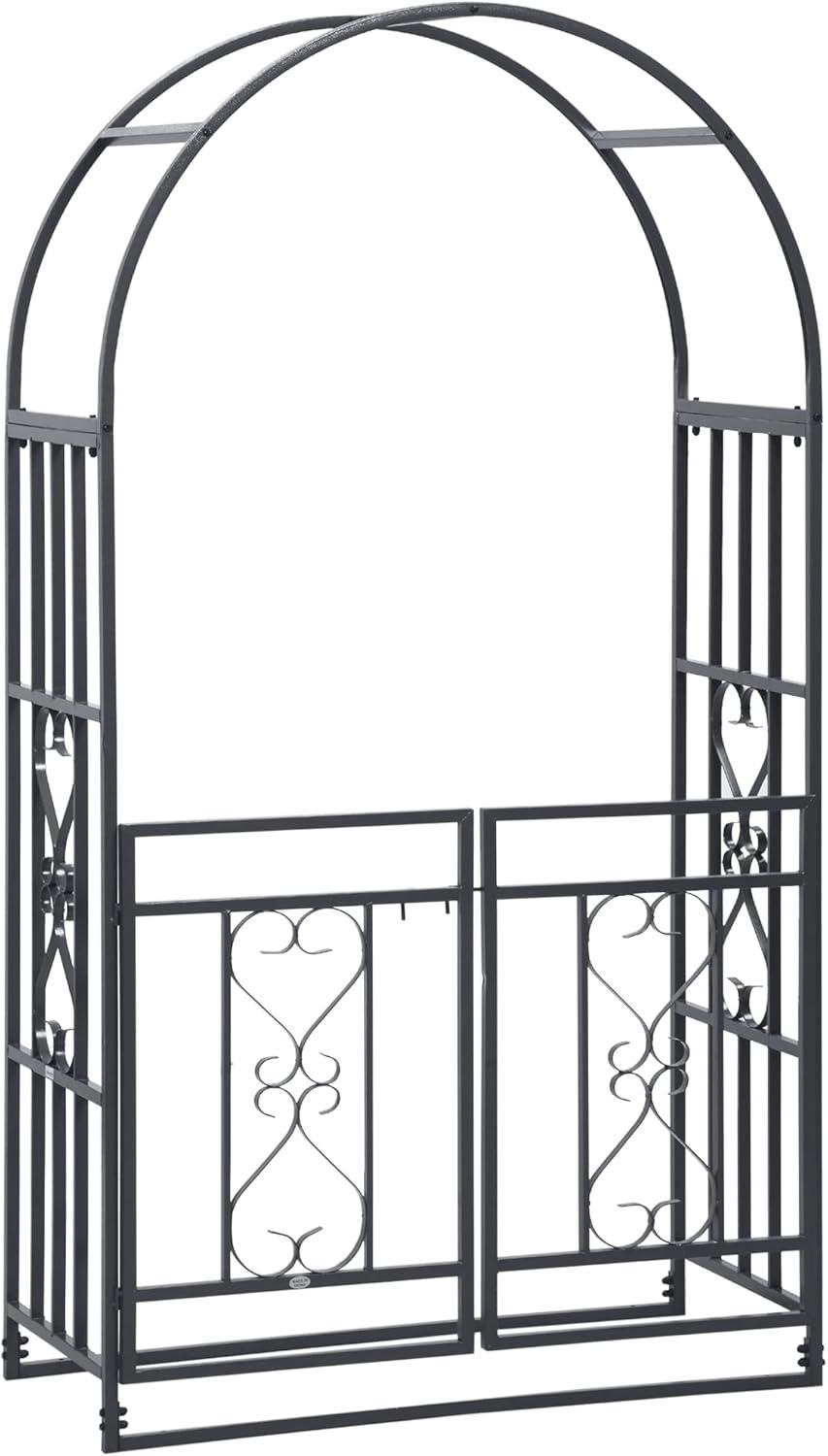 45'' W x 19.75'' D Steel Arbor with Gate in Gray