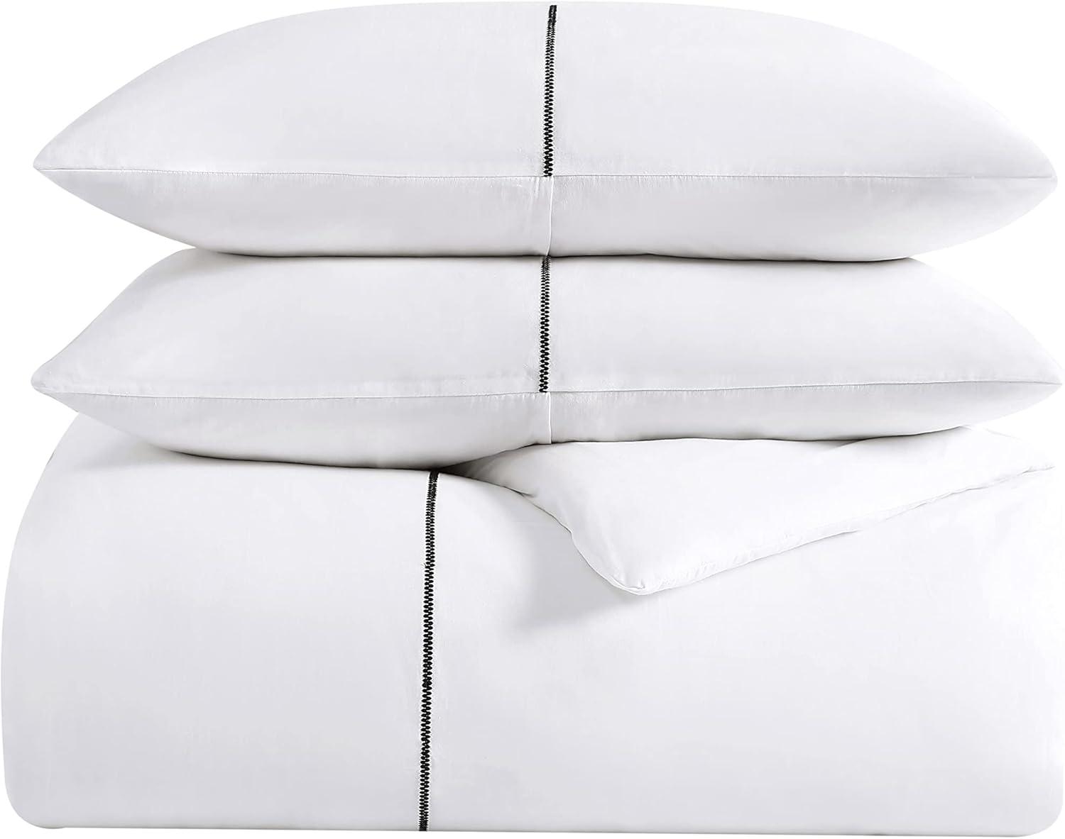 Queen White Cotton Embroidered Duvet Cover Set