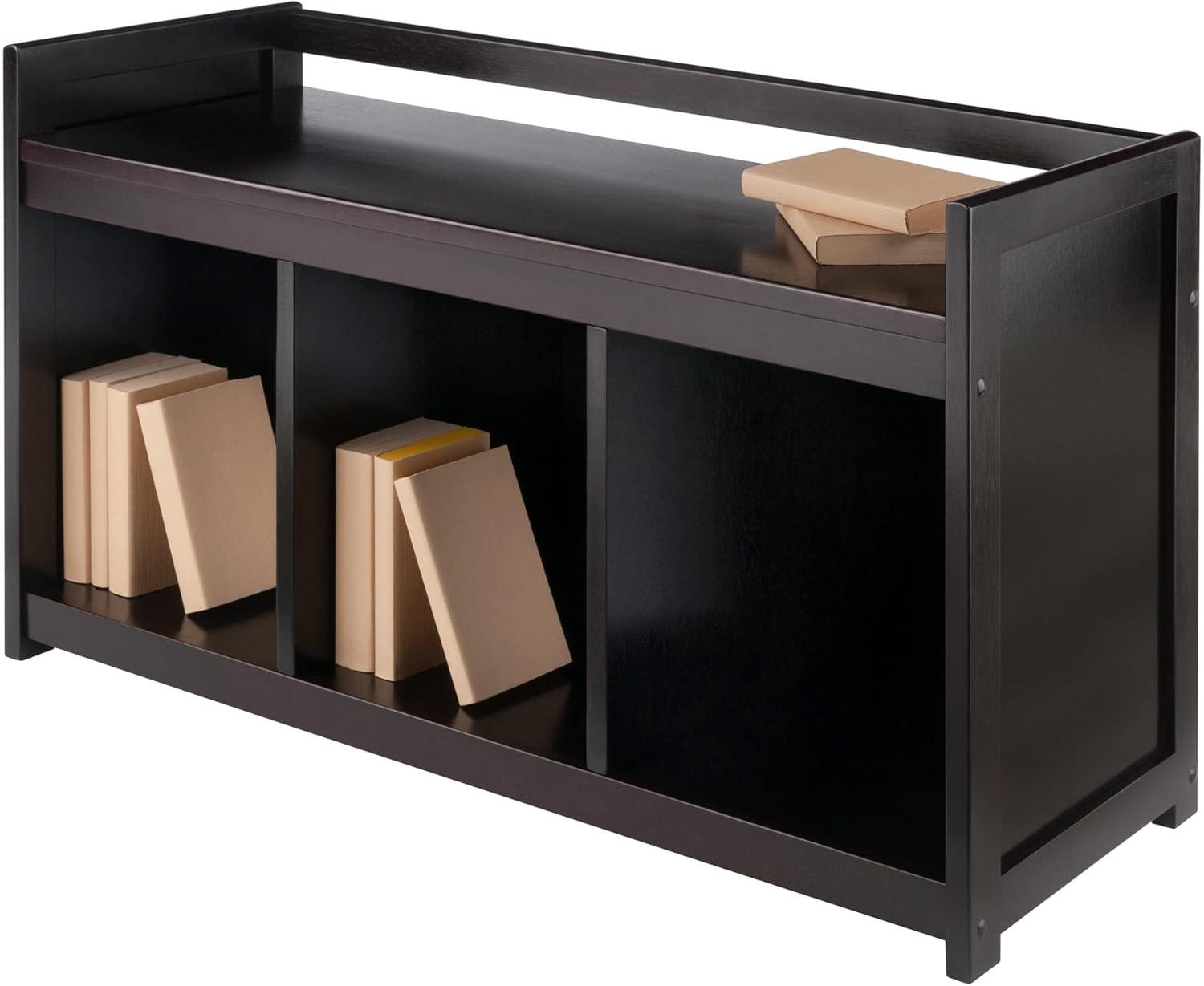 Espresso Transitional Storage Bench with Three Cubbies