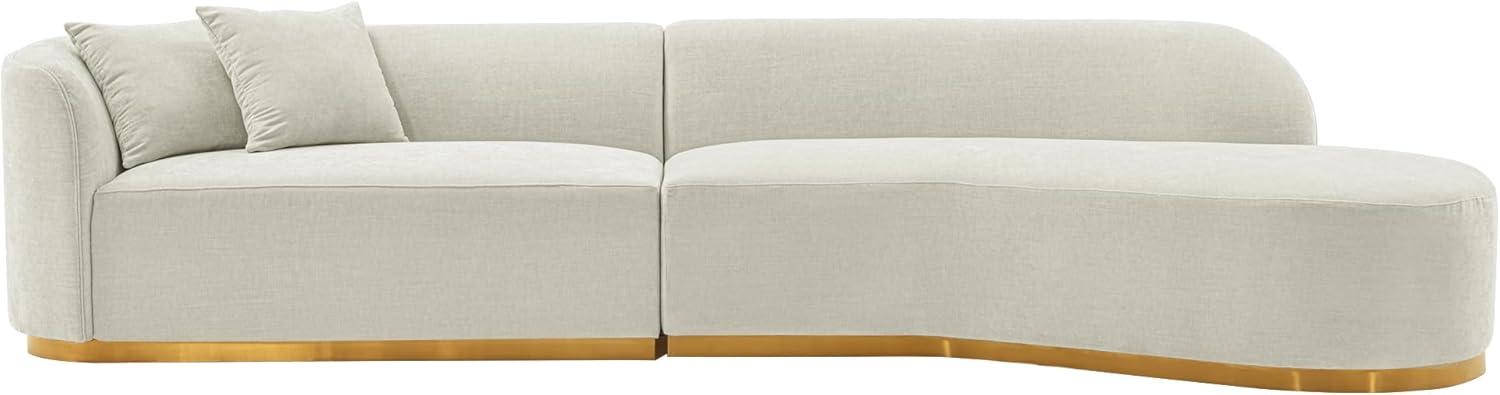 131.89" Daria Linen Upholstered Sofa Sectional with Pillows Ivory - Manhattan Comfort: Modern Modular, Pine Frame, Metal Legs