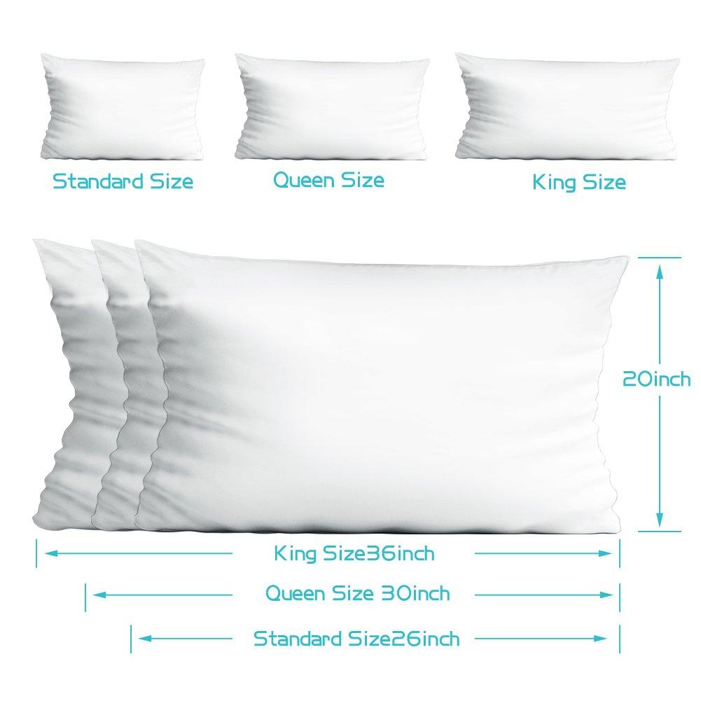 4 Pcs Pillowcases, 400 Thread Count Cotton Pillow Cover with Hidden Zipper Pillow Case, White Queen