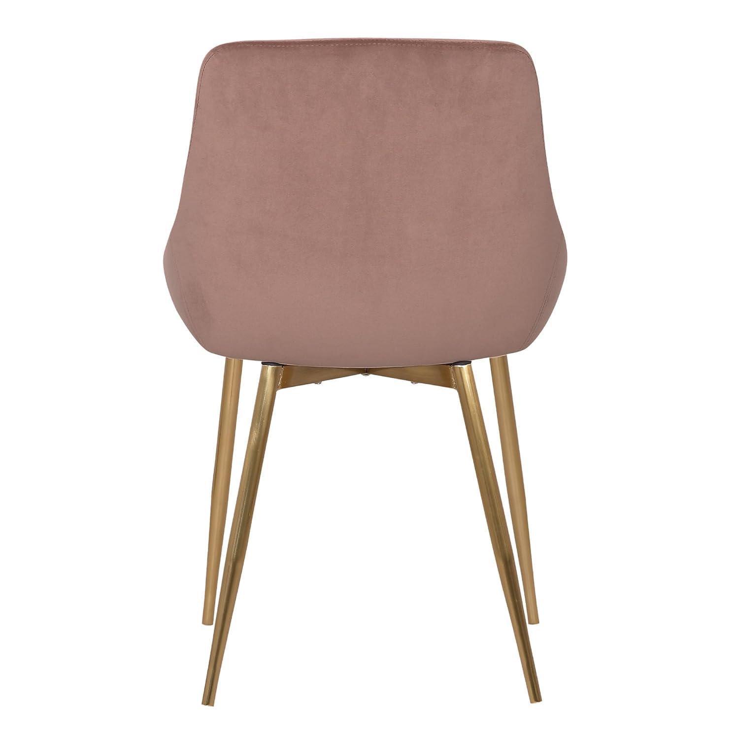 High Back Pink Velvet Upholstered Arm Chair with Metal Legs