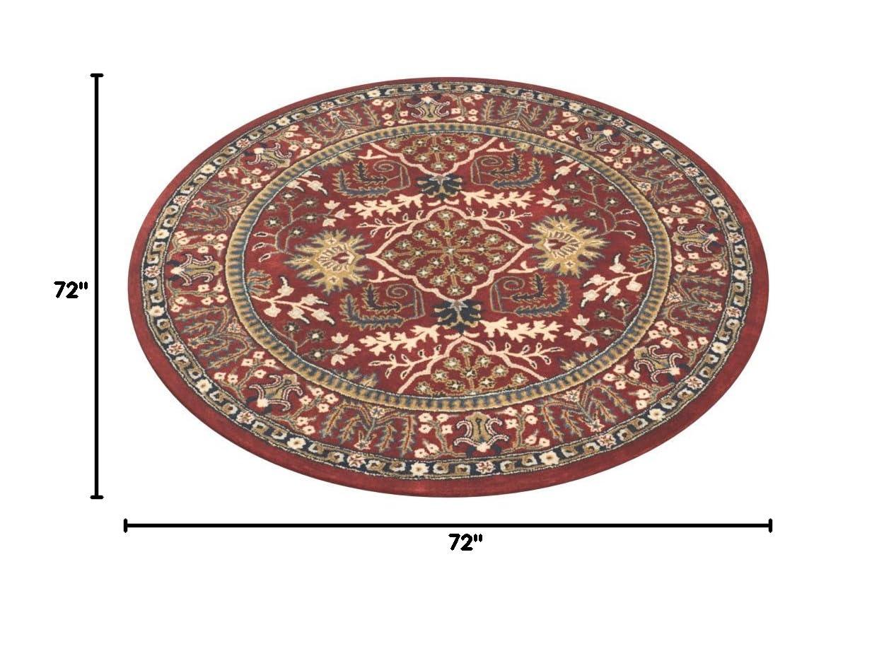 Antiquity AT64 Hand Tufted Area Rug - Red/Multi - 6' Round - Safavieh.