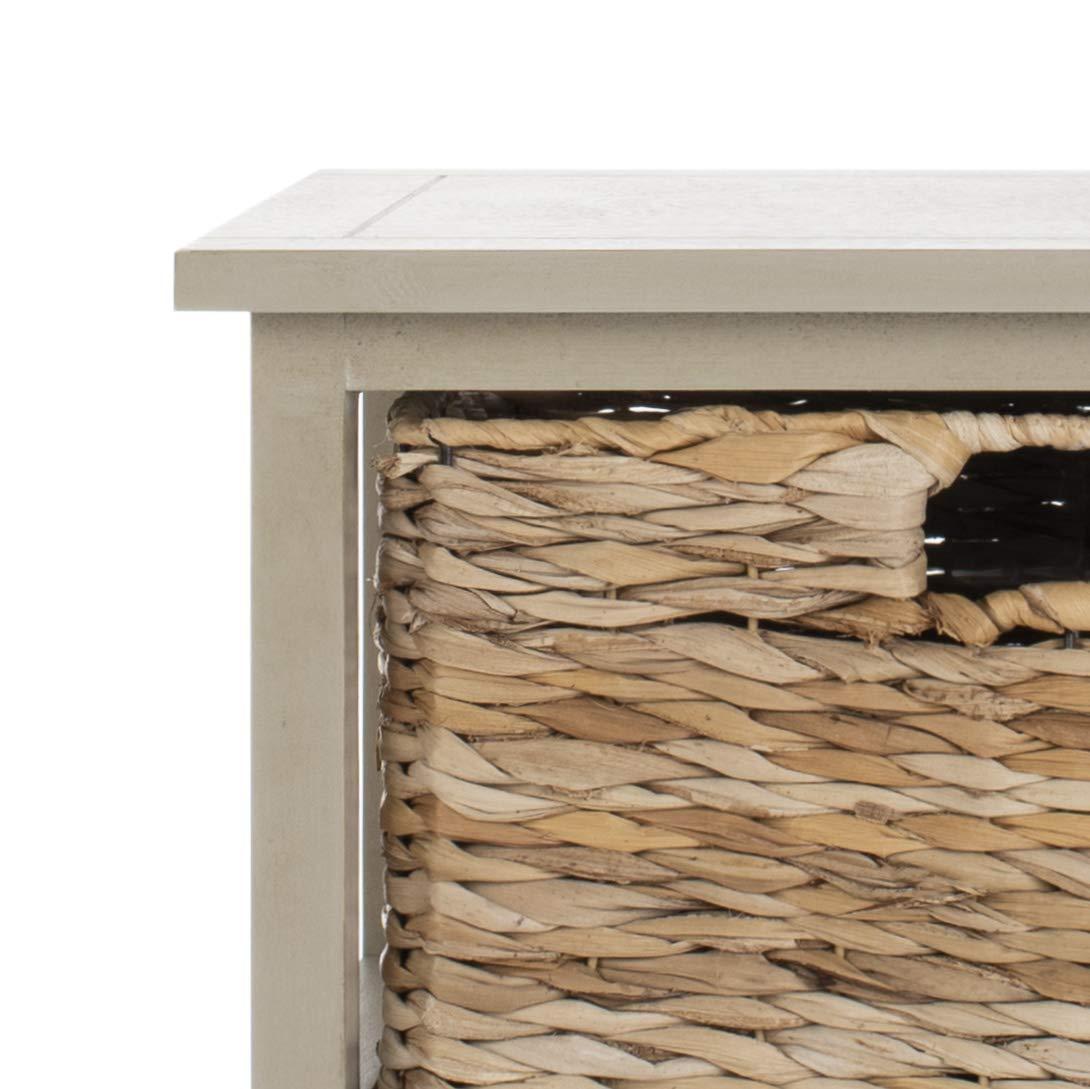 Halle 3 Wicker Basket Storage Side Table - Vintage Grey - Safavieh.