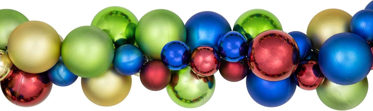 Northlight 2-Finish Shatterproof Christmas Ball Garland - 6' x 3.5" - Multi-Color - Unlit