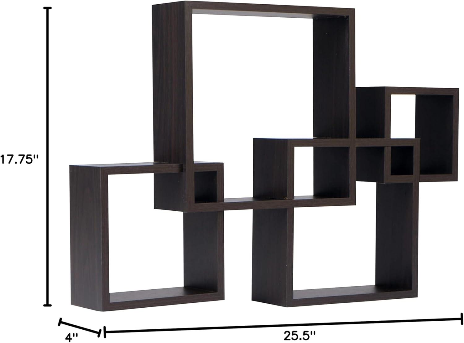 Danya B. 25.5" x 17.75" Intersecting Cube Wall Shelf Espresso Modern MDF Storage Display
