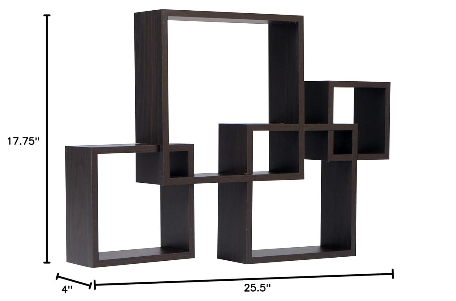 Danya B. 25.5" x 17.75" Intersecting Cube Wall Shelf Espresso Modern MDF Storage Display