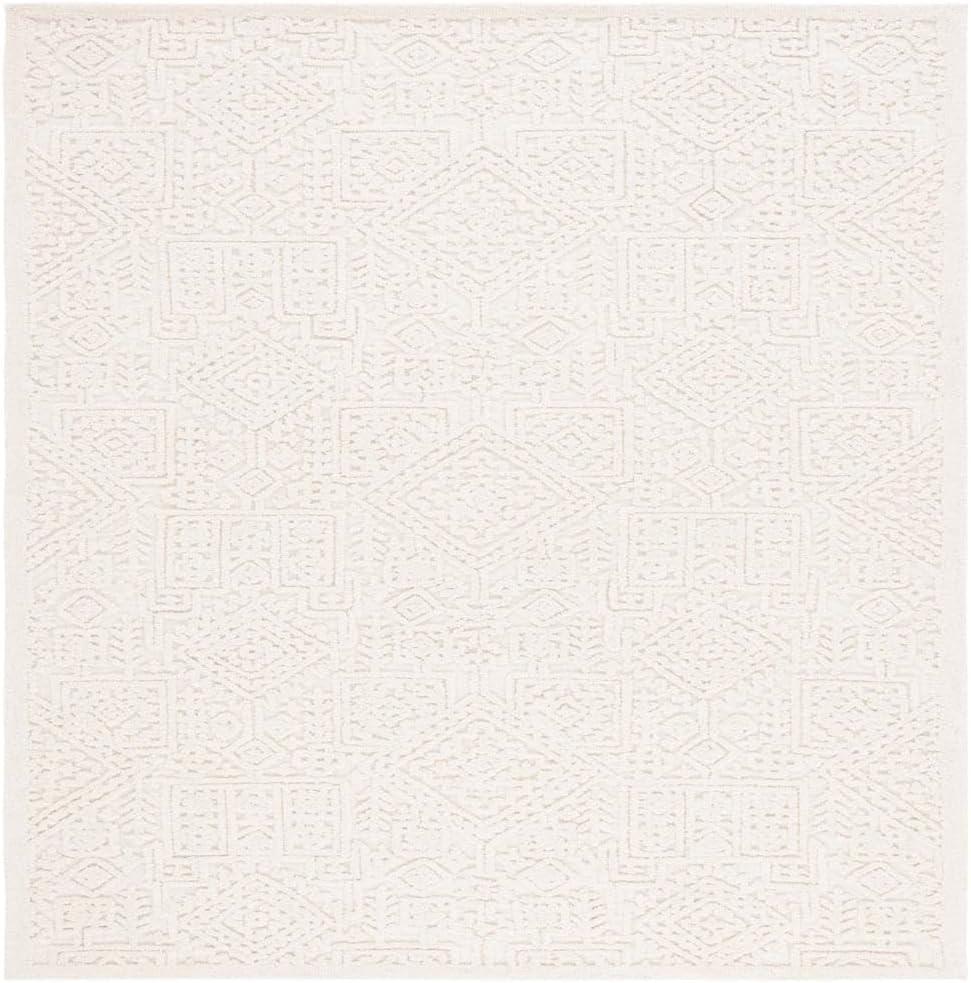 Ivory Geometric Hand-Tufted Wool Area Rug, 8' x 10'