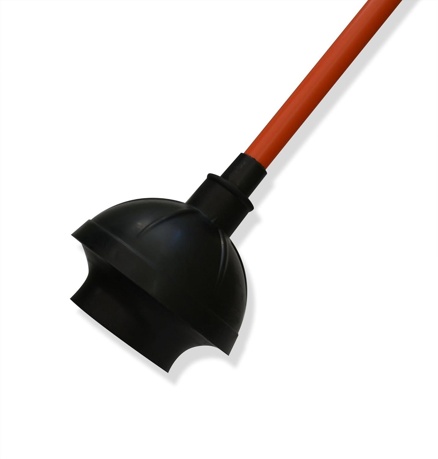 Heavy-Duty Black Rubber Toilet and Sink Plunger with Red Handle