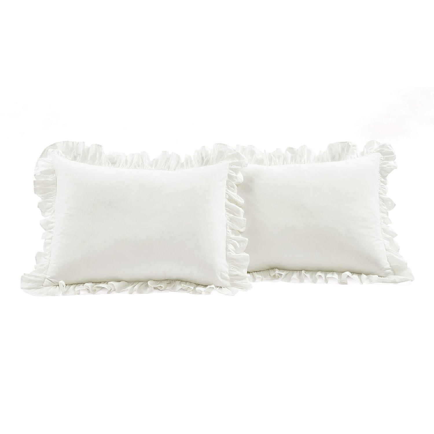 Lush Décor 3pc California King Reyna 100% Cotton Duvet Cover Set White: Elegant Bedding with Inner Ties & No Fill