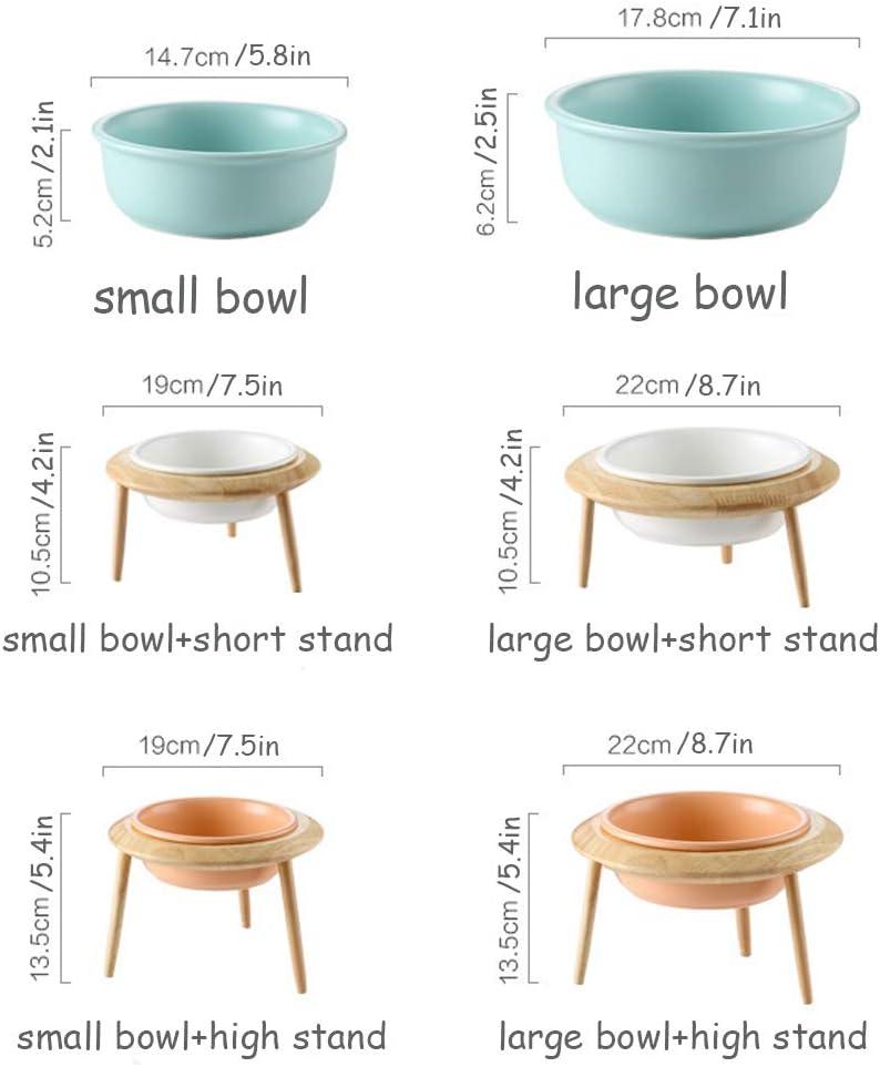 LIONWEI LIONWELI Blue Ceramic Adjustable Elevated Raised Pet Bowl with Wood Stand for Cats and Dogs No Spill Pet Food Water Feeder (3 Installation Methods for Different Height) Large