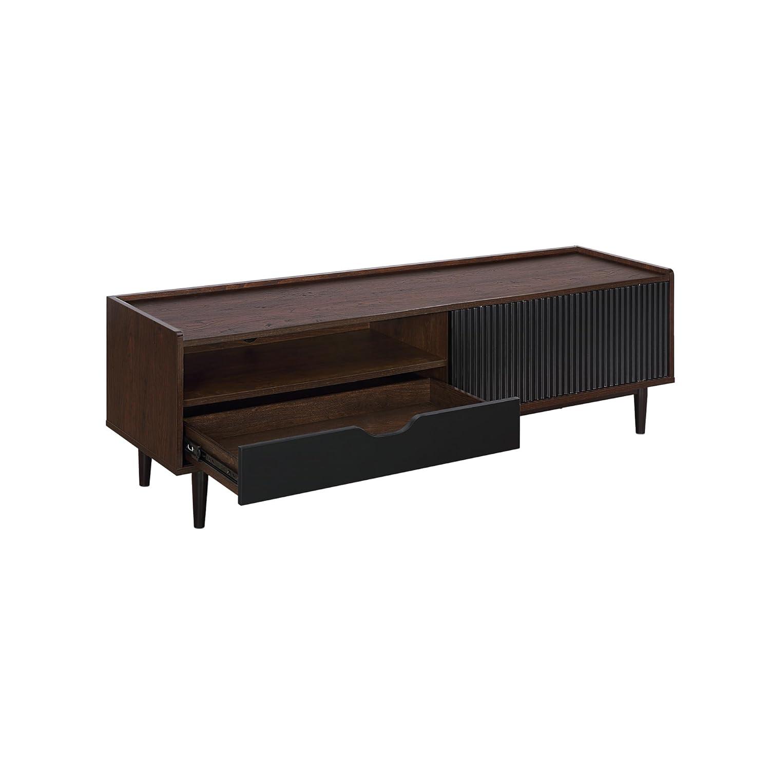 Duane Modern Ribbed TV Stand for TVs up to 55" Dark Brown/Black - Manhattan Comfort