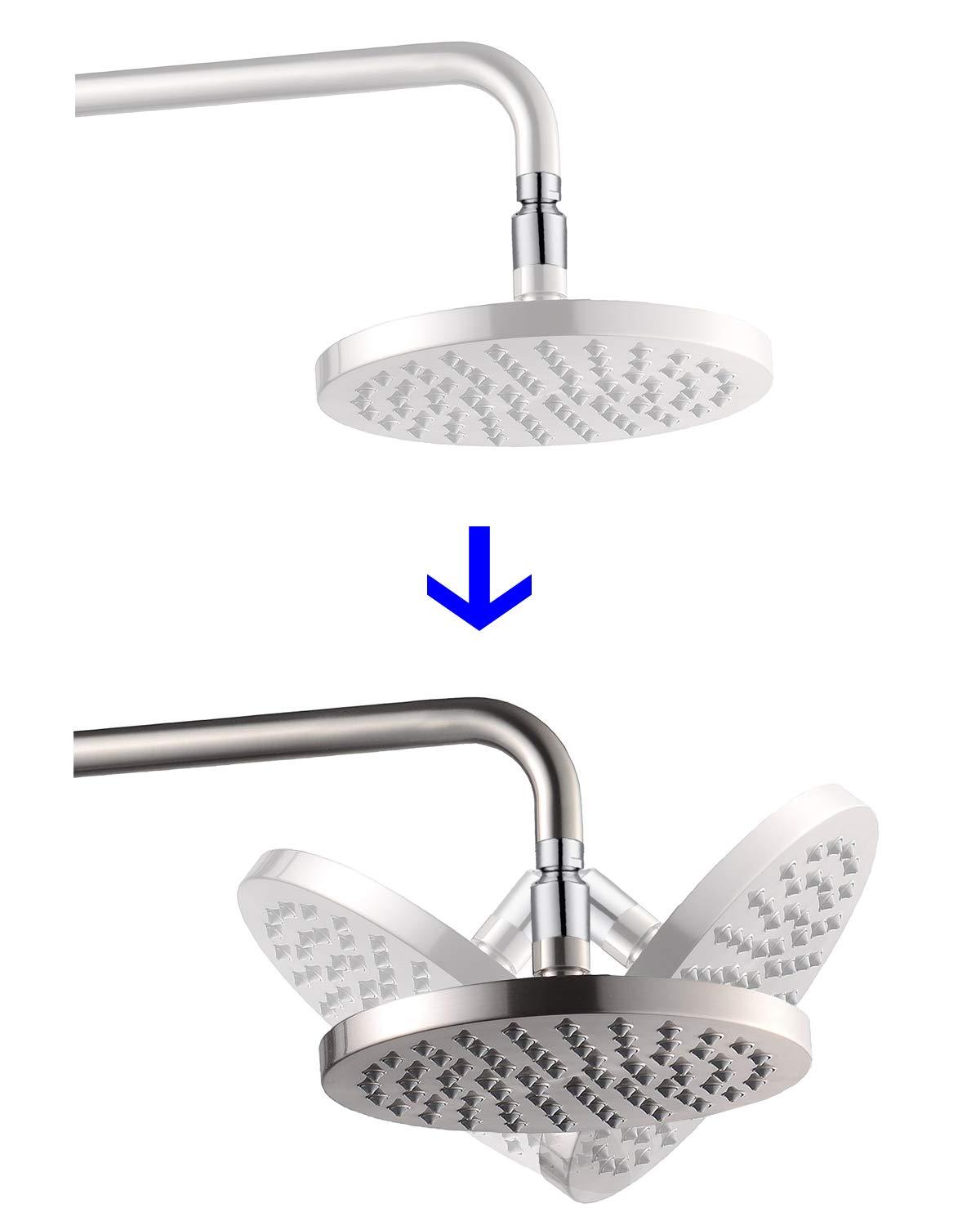 Hibbent All Metal Shower Head Swivel Ball Joint Adapter, Solid Brass Adjustable Shower Arm Connector, Showerhead Extension, Universal Showering Component, Polished Chrome