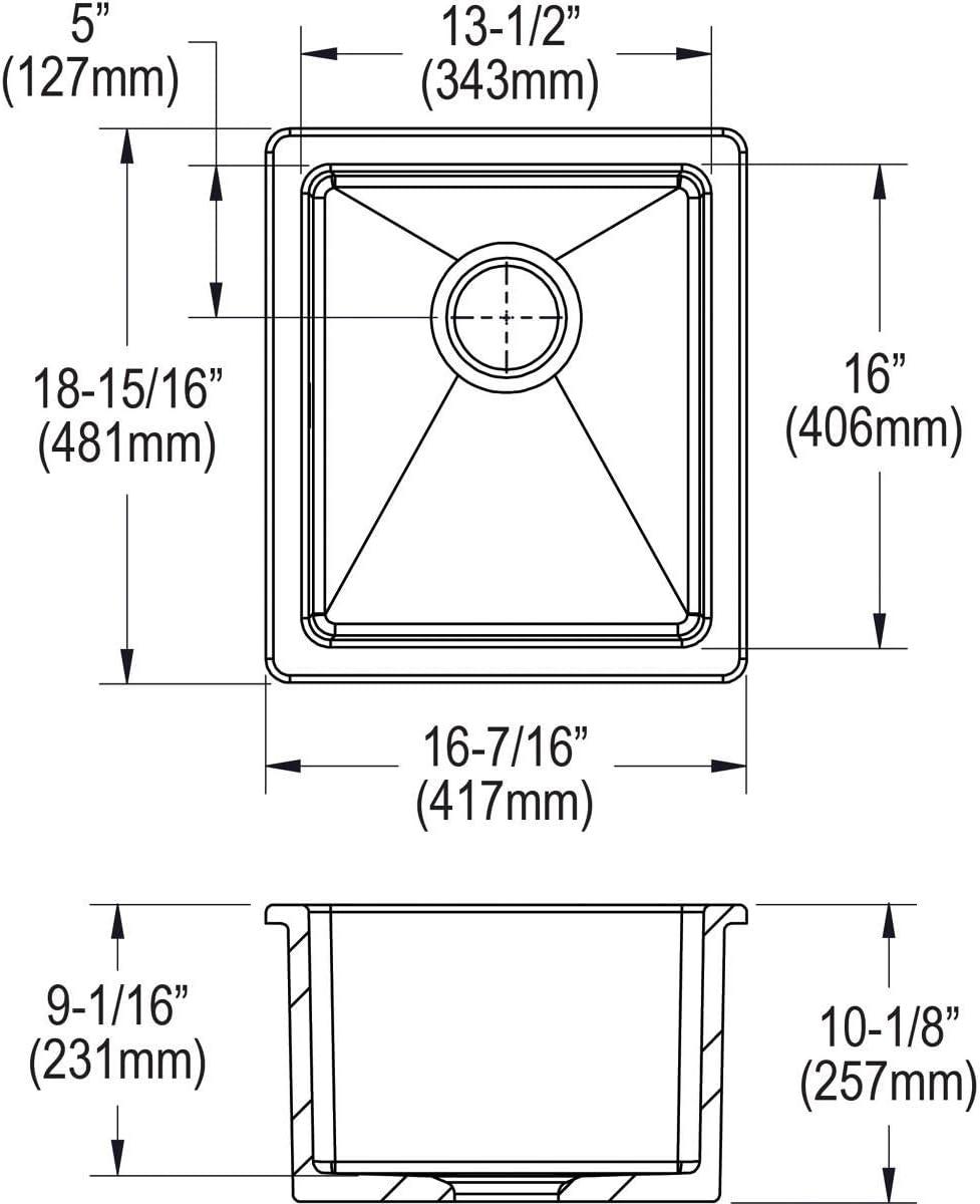 Elkay Fireclay 16" L x 19" W Undermount Bar Sink