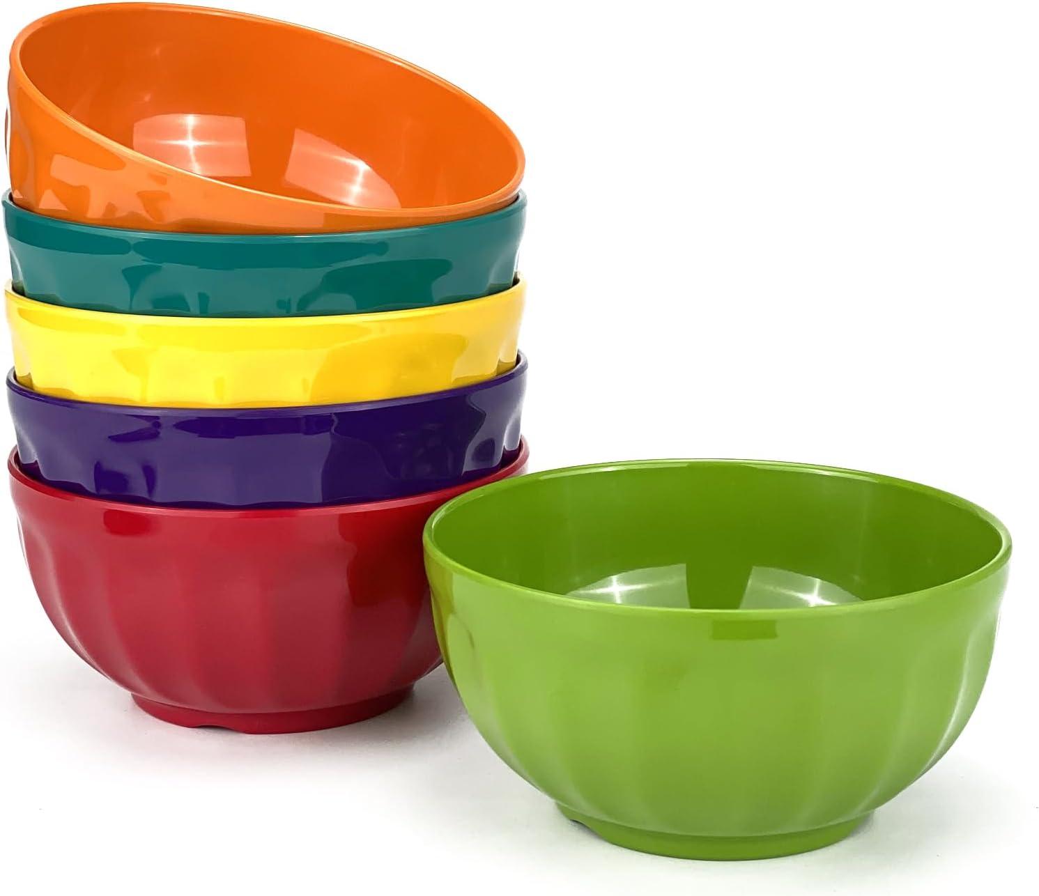 Rainbow Melamine 6-Piece Assorted Color Bowl Set