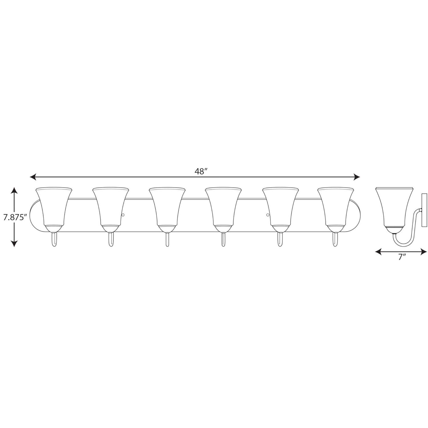 Progress Lighting Classic 6-Light Bath Wall Light, Brushed Nickel, Etched Glass Shades