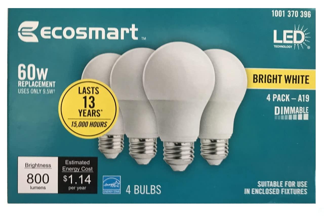 EcoSmart LED 8.5W (60W Equivalent) Daylight General Purpose Led Lights, Dimmable (4 Pack)