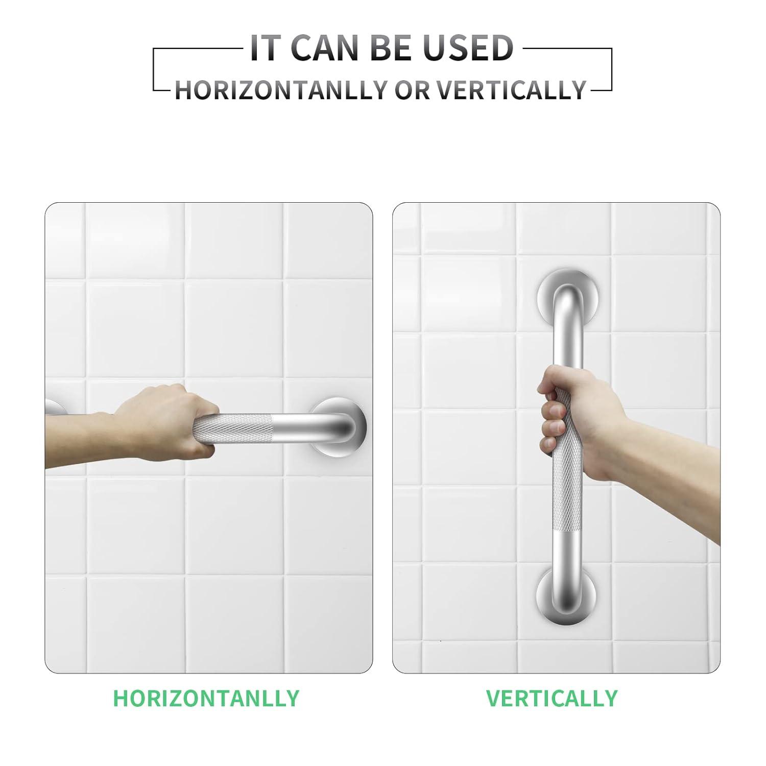 Hodvit 16" Stainless Steel Grab Bars, 2 Pack, Anti Slip Shower Handles for Elderly and Handicap Bathroom Safety, Bathtub Assist