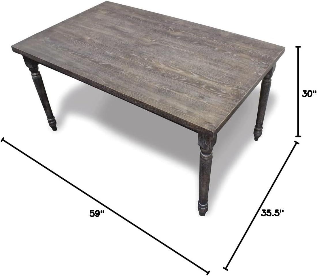 Best Master Furniture Demi Grey Wood and Veneer Distressed Dining Table