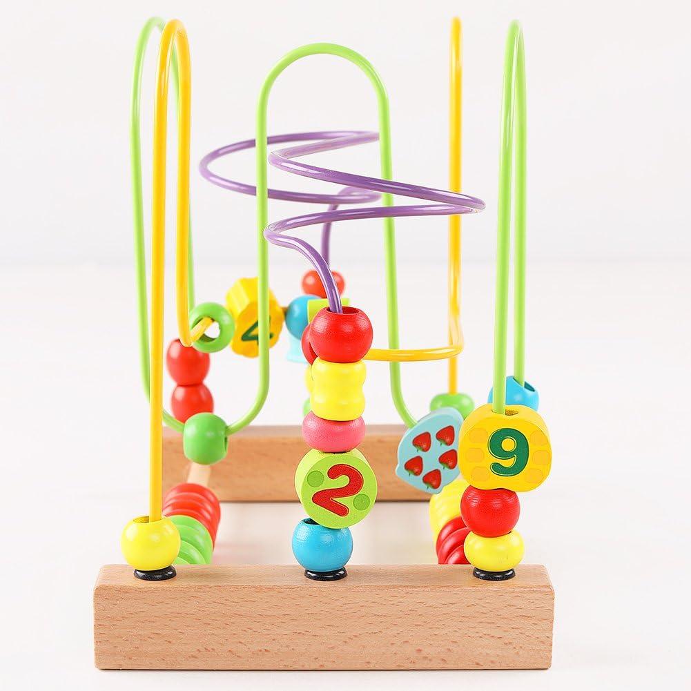 Wooden Toys for Toddlers - Bead Maze Toy with Colorful Animals, Fruits & Shapes | Educational Gift Package for Challenging Kids Mind | Enhance Manipulative Ability & Creativity | Ideal Birthday & East