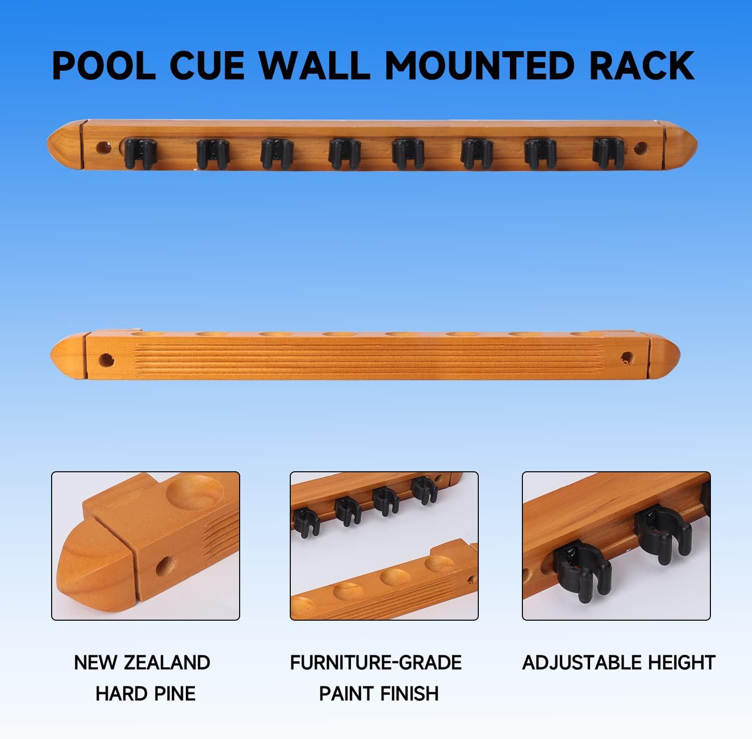 GSE Games & Sports Expert 2-Piece Billiard Pool Cue Stick Wall Mounted Rack, Holds 8 Pool Cue Stick