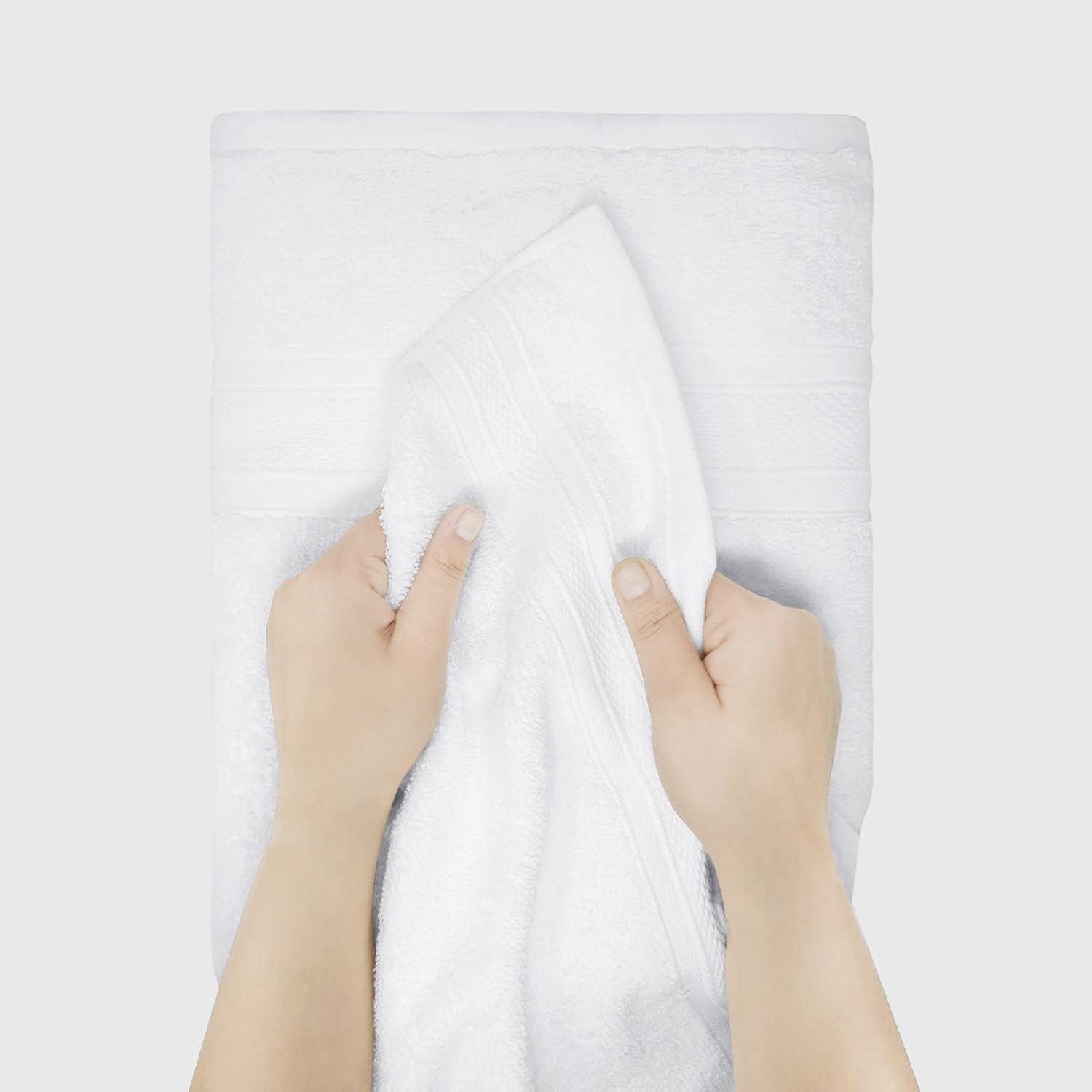 Everyday Home by Trident 6 Pc Bath Towel Set, 100% Cotton, Plush, Absorbent, Soft Comfort Bathroom Towels, White