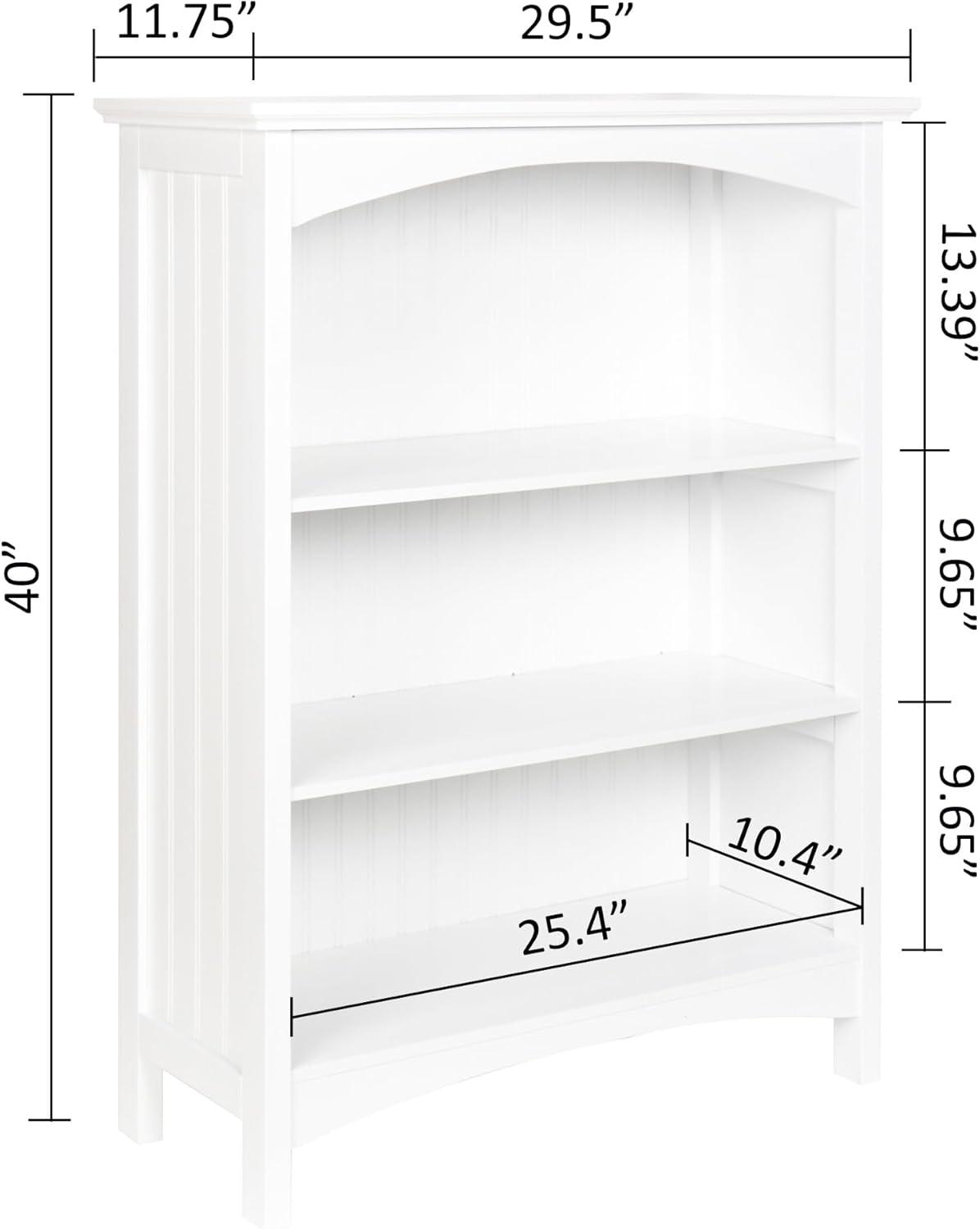 eHemco 3 Tier Storage Shelf Bookcase with 2 Arched Supports, 40 Inches Height, Black