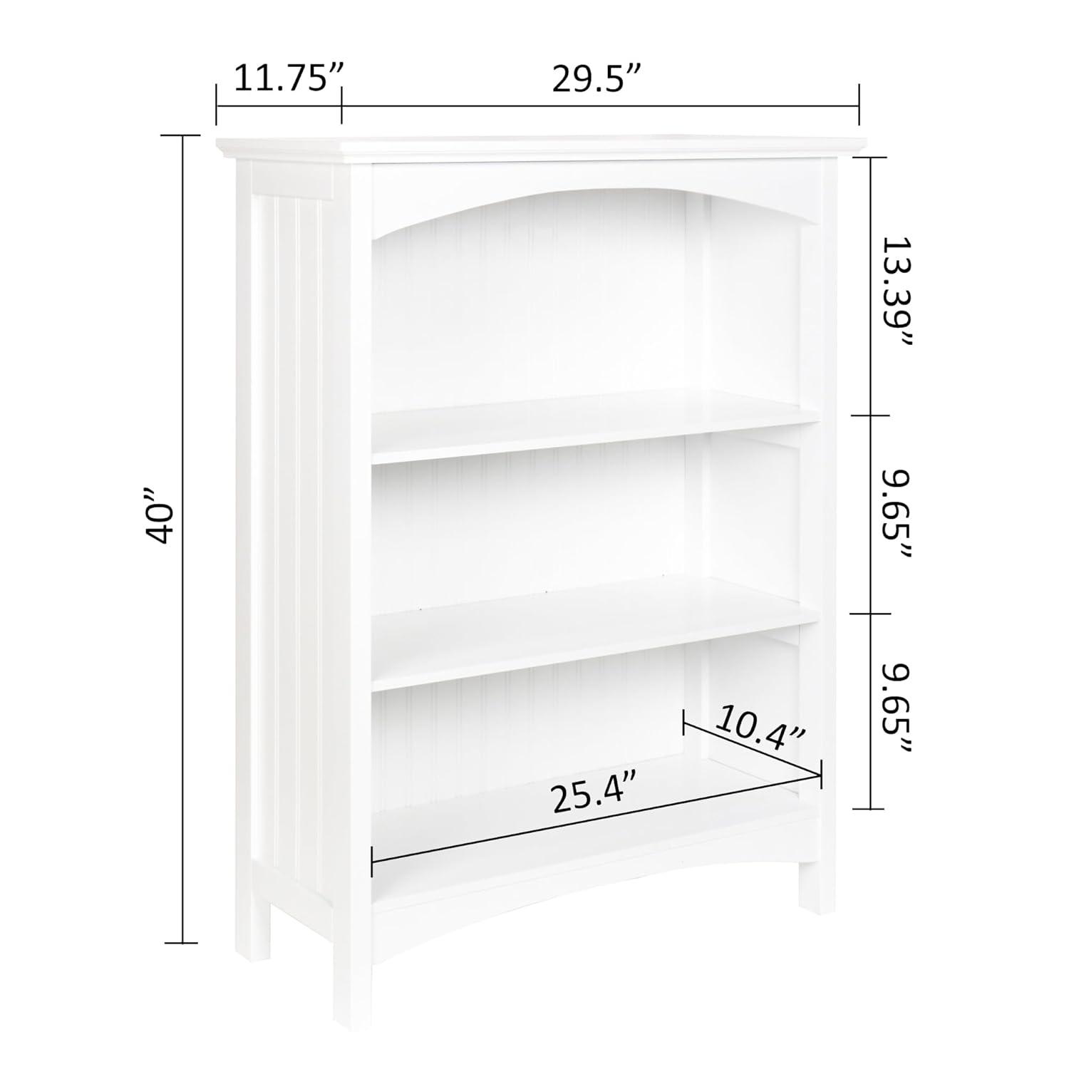 eHemco 3 Tier Storage Shelf Bookcase with 2 Arched Supports, 40 Inches Height, Black