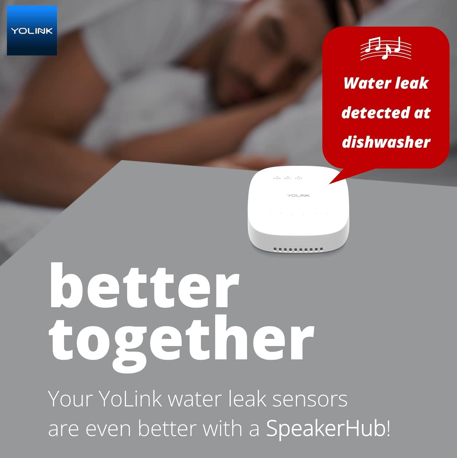 YoLink Smart Water Leak Sensor, 1/4 mile Range White Smart Household Water Sensor 3 Pack