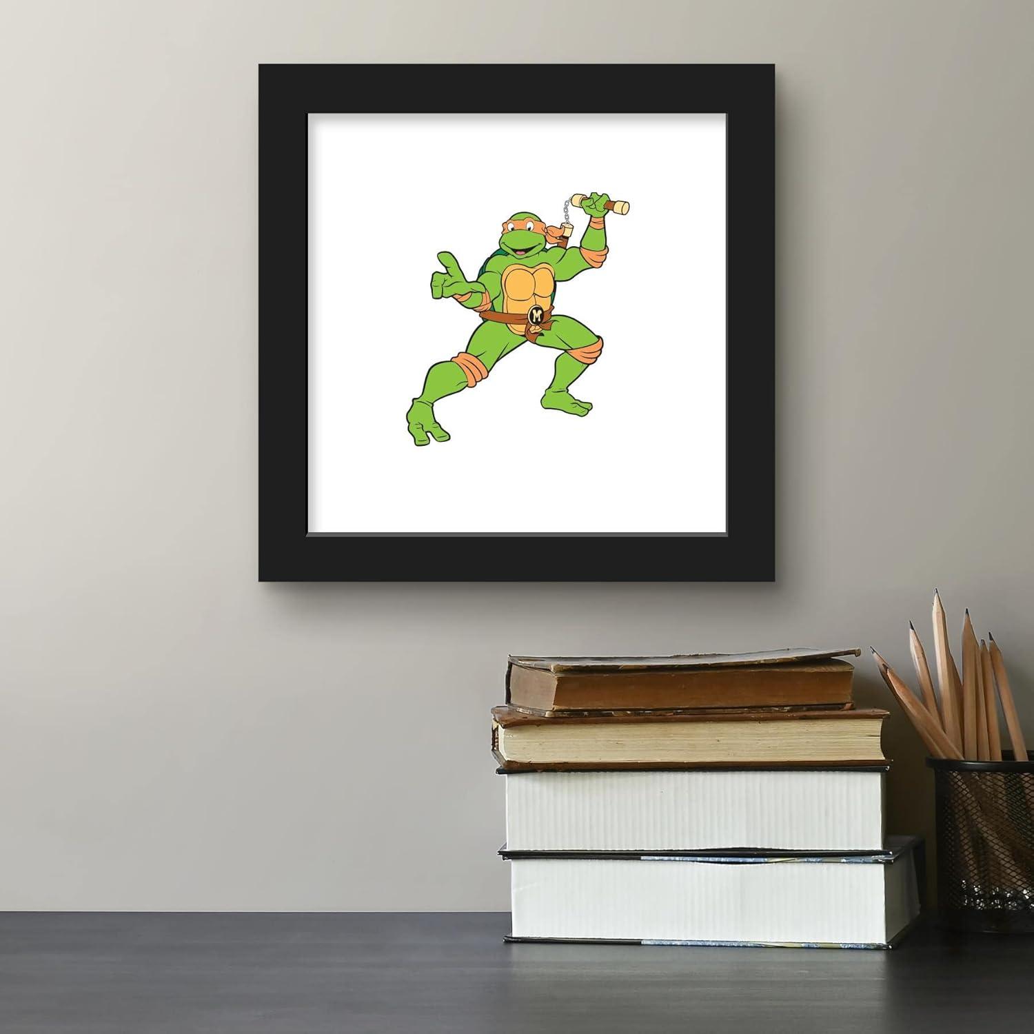 Gallery Pops Nickelodeon Teenage Mutant Ninja Turtles - Michelangelo Wall Art, Black Framed Version, 12" x 12"