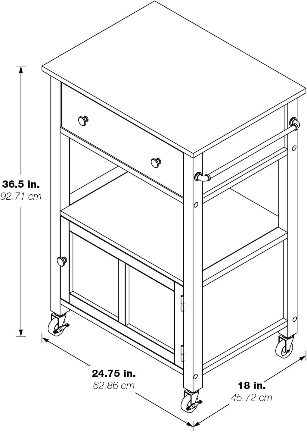 Fairfax Engineered Wood Kitchen Cart with Granite Top and Gray Base