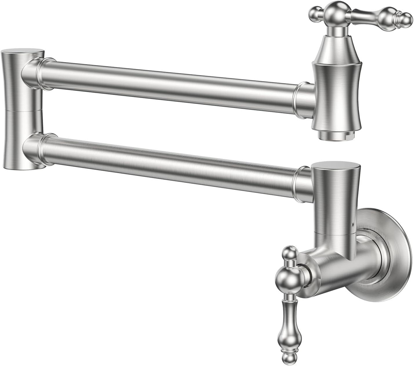 ARCORA AR7106800 ARCORA Wall Mounted Pot Filler Brass Folding Kitchen Faucet with 2 Handles