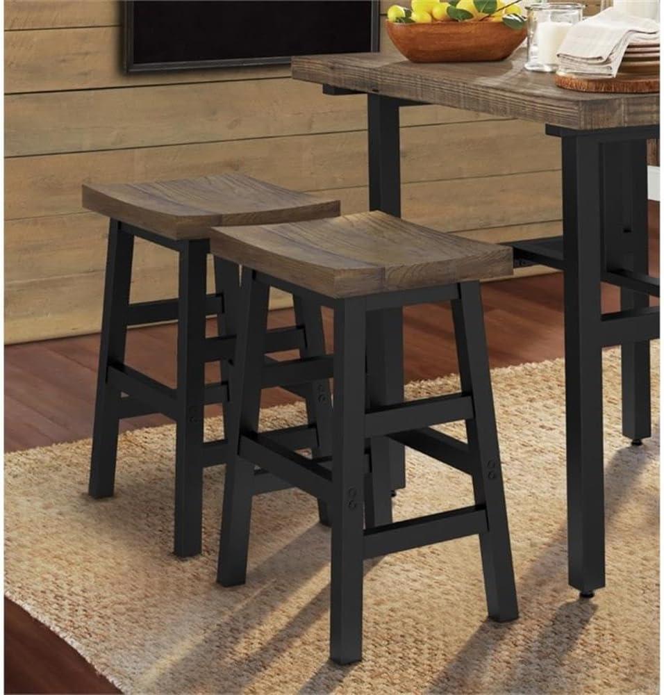 26" Pomona Reclaimed Wood Counter Height Barstool with Metal Legs Brown - Alaterre Furniture