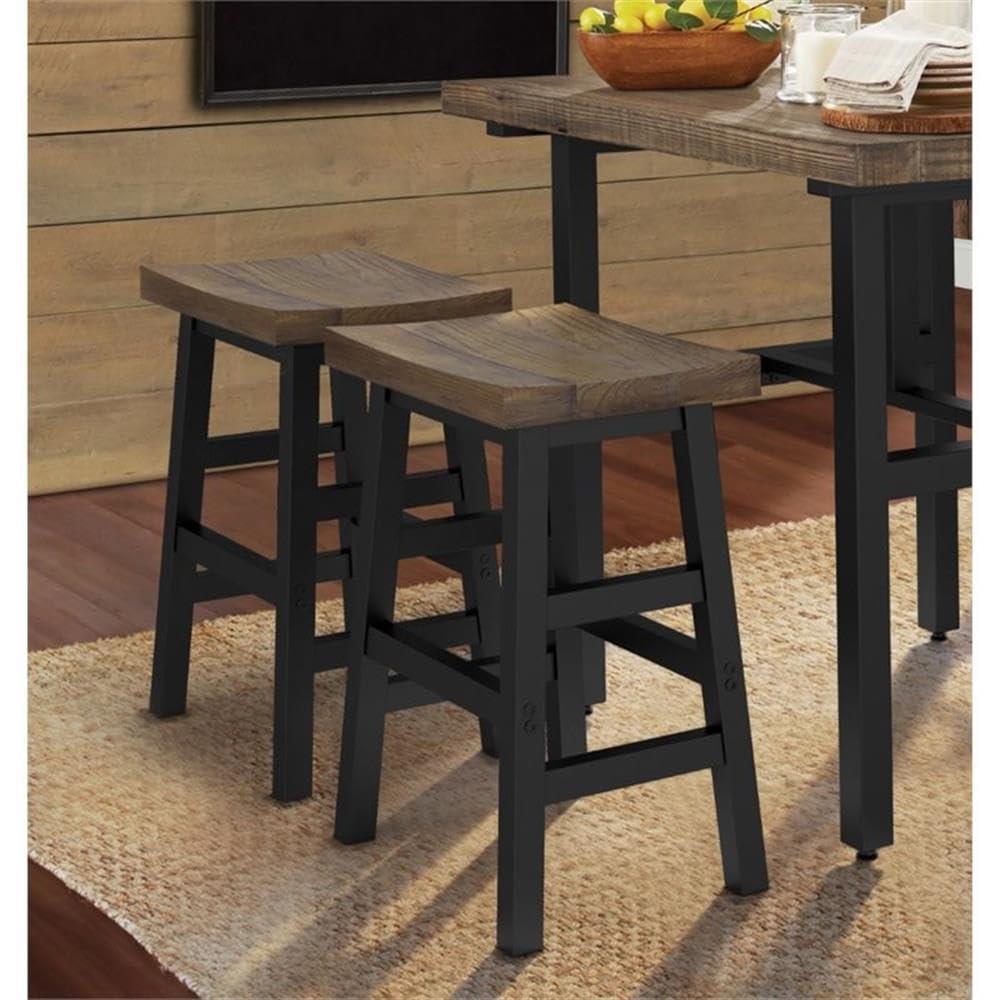 26" Pomona Reclaimed Wood Counter Height Barstool with Metal Legs Brown - Alaterre Furniture