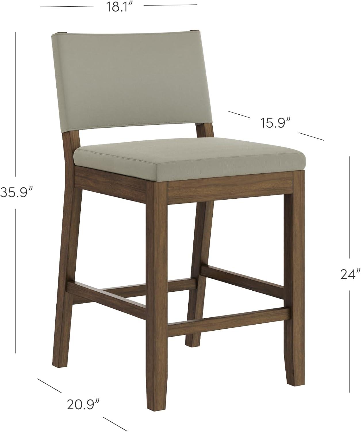 Linus Wood Upholstered Sling Back Barstool - Nathan James